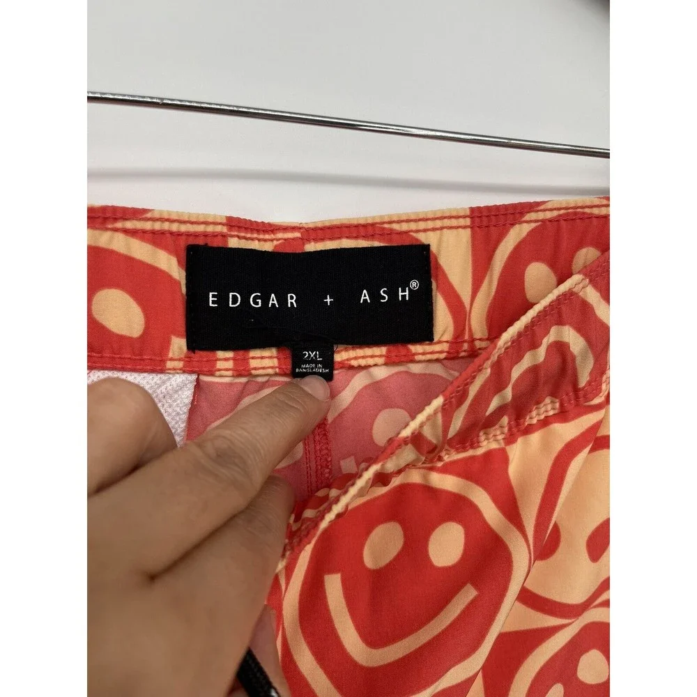 Edgar + Ash 2XL Swim Trunks Mens Red Smiley‎ Face Checkerboard Excellent Board